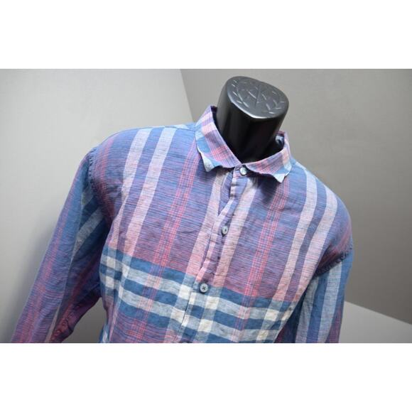 Tommy Bahama Plaid Linen Blend Button Up Shirt Long Sleeve Mens Sz XL - Picture 4 of 7